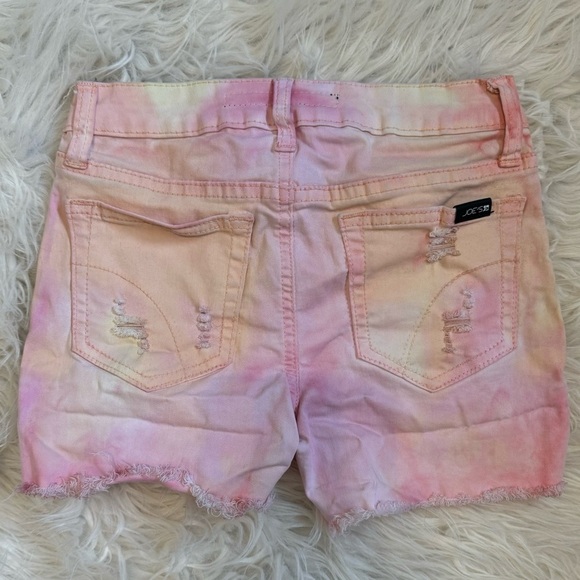 Joe's Jeans Harlow Denim Shorts Girl's 14‎ Rainbow Tie Dye Frayed Hem Buttoned - Picture 6 of 9